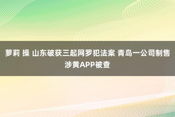 萝莉 操 山东破获三起网罗犯法案 青岛一公司制售涉黄APP被查