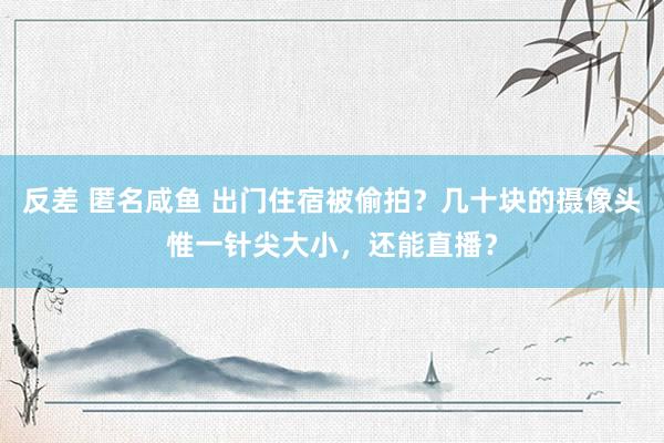 反差 匿名咸鱼 出门住宿被偷拍？几十块的摄像头惟一针尖大小，还能直播？