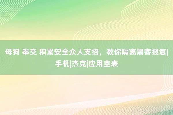 母狗 拳交 积累安全众人支招，教你隔离黑客报复|手机|杰克|应用圭表