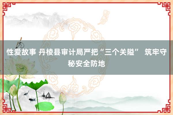 性爱故事 丹棱县审计局严把“三个关隘”  筑牢守秘安全防地